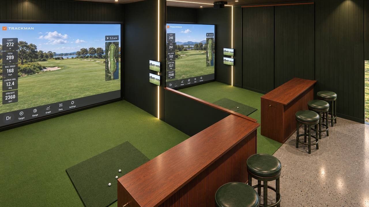 A TrackMan simulator bay